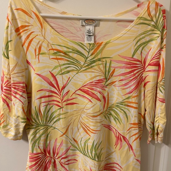 Talbots Yellow and Red 3/4 Sleeve Relaxed Blouse - Picture 2 of 5